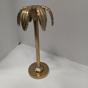 Gold Palm Tree Candle Holder – Glam Tropical Aluminum Décor, 10”